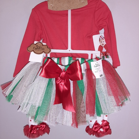 NWT Santa Baby Bow 4 Pc Outfit Set First Christmas - Picture 2 of 7